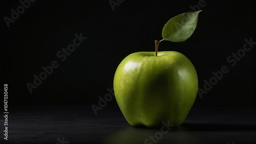 green apple on black background