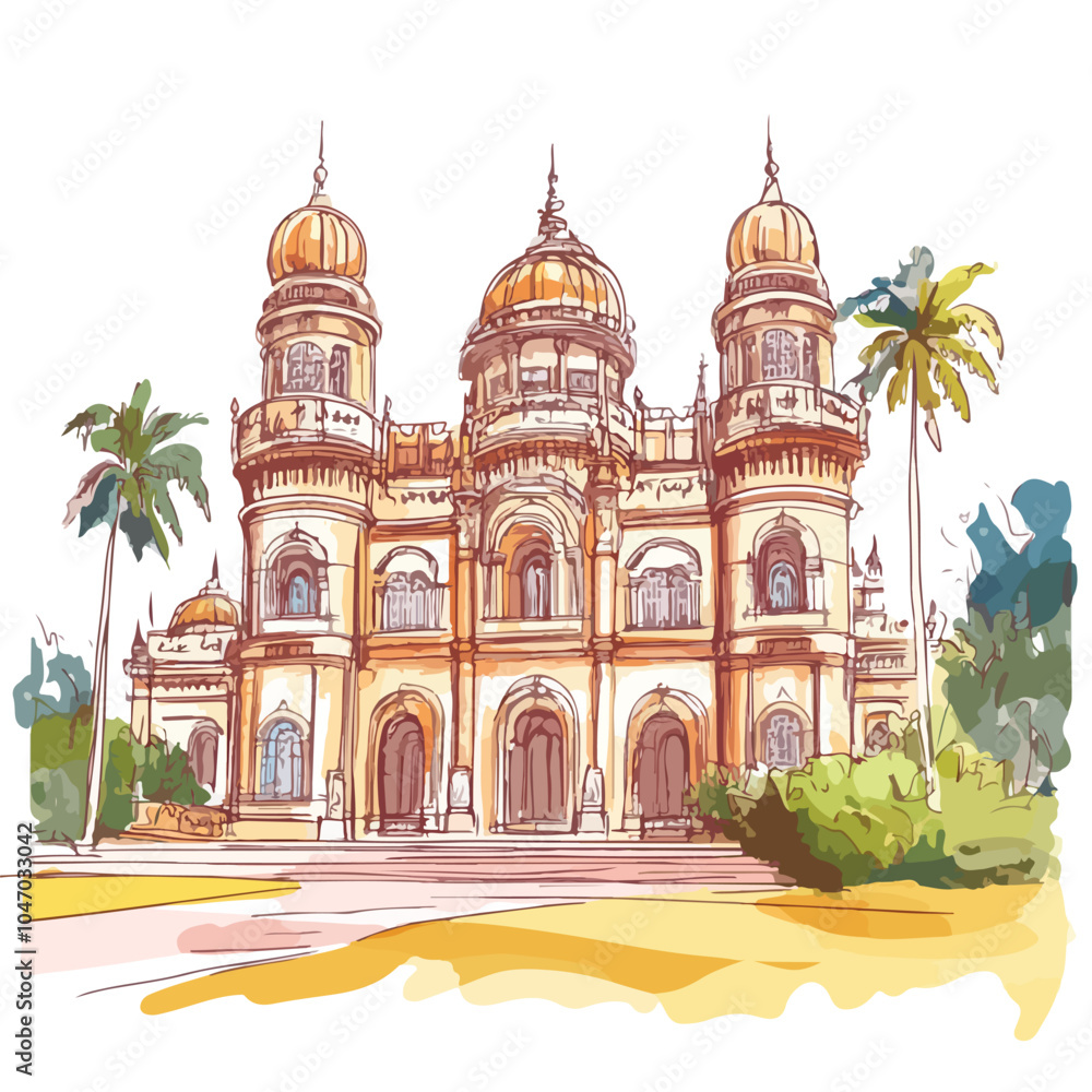 Obraz premium Modern Building in Bangalore, Karnataka, India - Neo-Dravidian Architecture