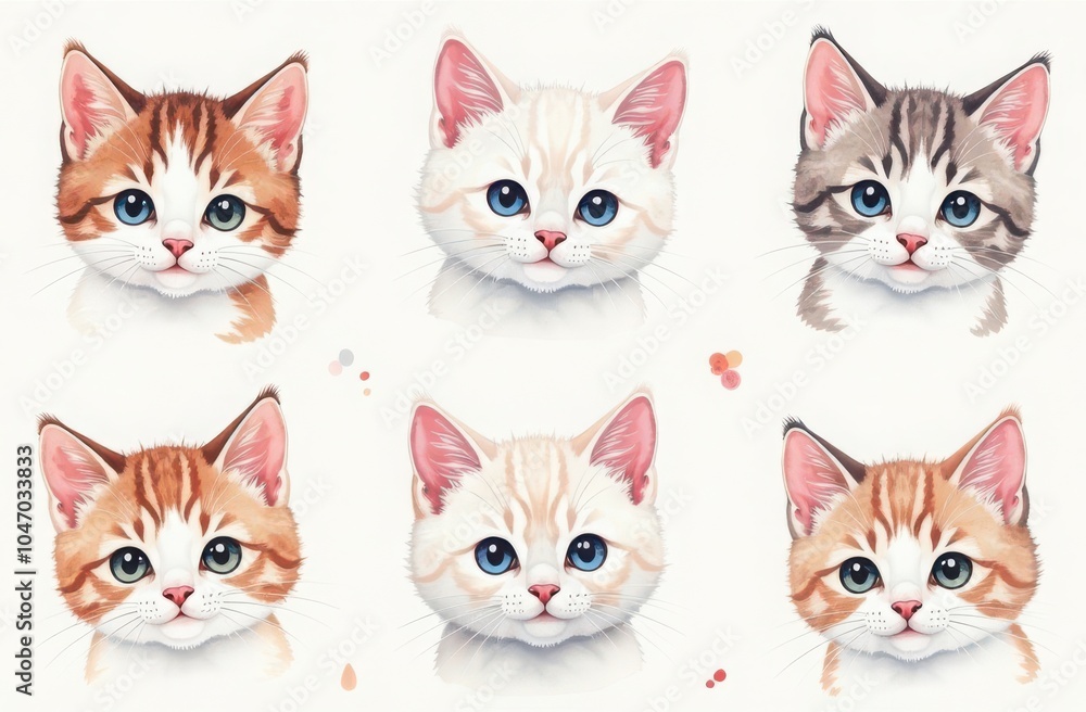 Set of cute kittens faces Set of cute kittens faces