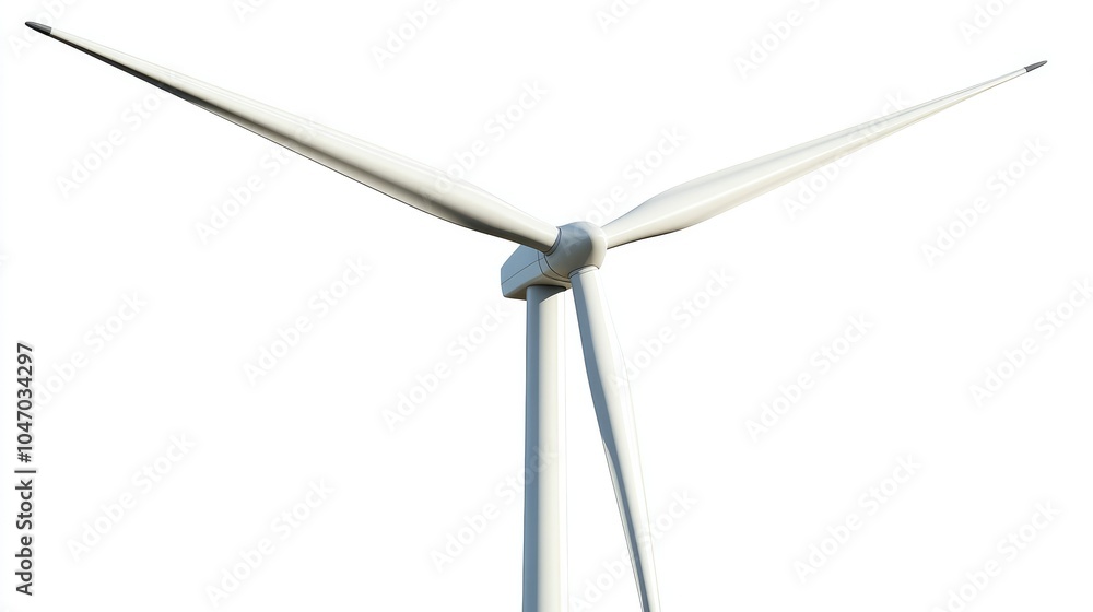 A wind turbine generating clean energy, spinning in a breeze, isolated on white background. A wind turbine generating clean energy, spinning in a breeze, isolated on white background.