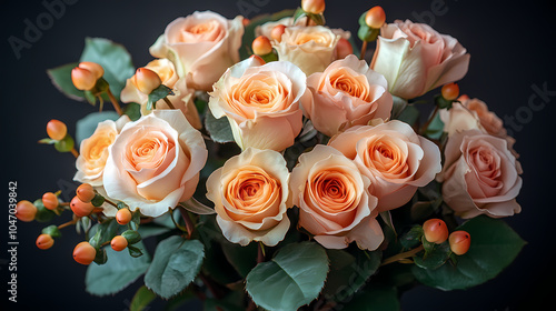 Beautiful bouquet of fresh roses flowers Isolated