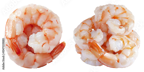 Small Piles of Shrimp Meat, Isolated on Transparent Background, Ideal for Seafood Packaging, Recipe Books, or Restaurant Menus