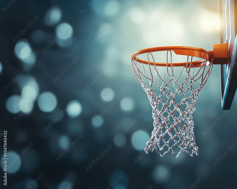 Basketball Hoop with Blurred Background Lights Basketball Hoop with Blurred Background Lights