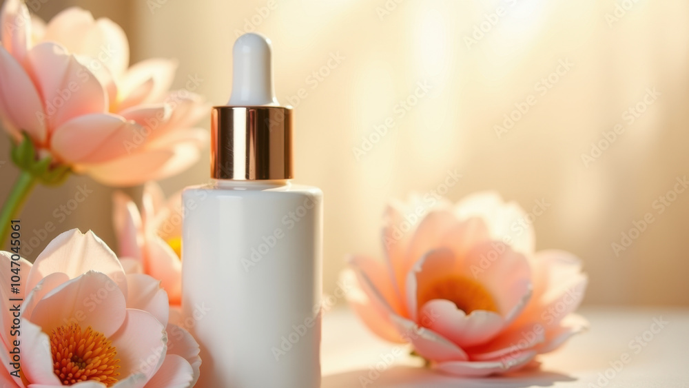 White lotion bottle with gold cap. White lotion bottle with gold cap.