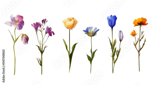 Wallpaper Mural set flowers isolated on white Torontodigital.ca