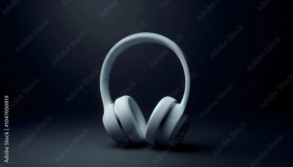 abstract white cool ear headphones in a dark background abstract white cool ear headphones in a dark background
