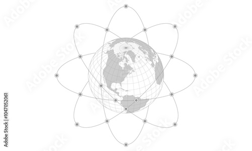 Grey world map with global network connection. Vector Map Illustration.