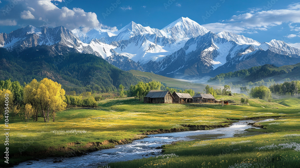 Fototapeta premium Magnificent snow mountain scenery