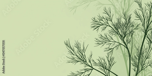 Dill plant with feathery, delicate leaves and tall, hollow stems in a garden, illustration art photo