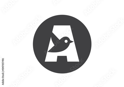 Capital letter A and sparrow birds vector design for your company photo