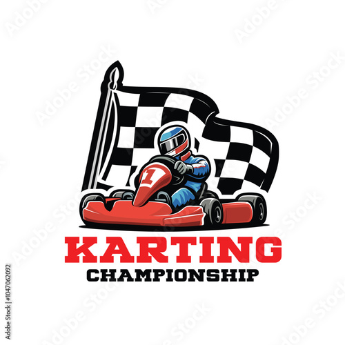 Go kart racing logo vector isolated. Ready made Karting logo design template