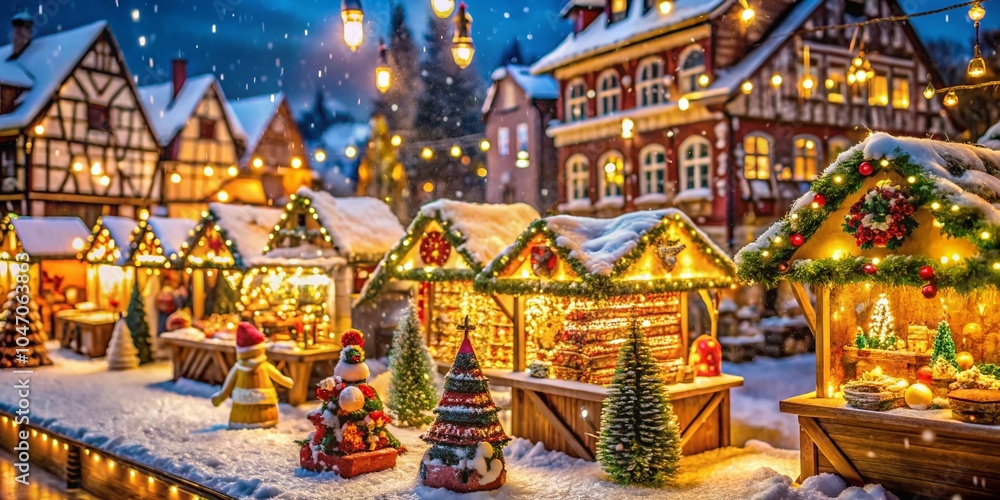 Fototapeta premium Architectural Photography of Festive Marzipan Figures in a Christmas Market Setting