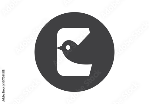 Capital letter C and sparrow birds vector design for your company photo