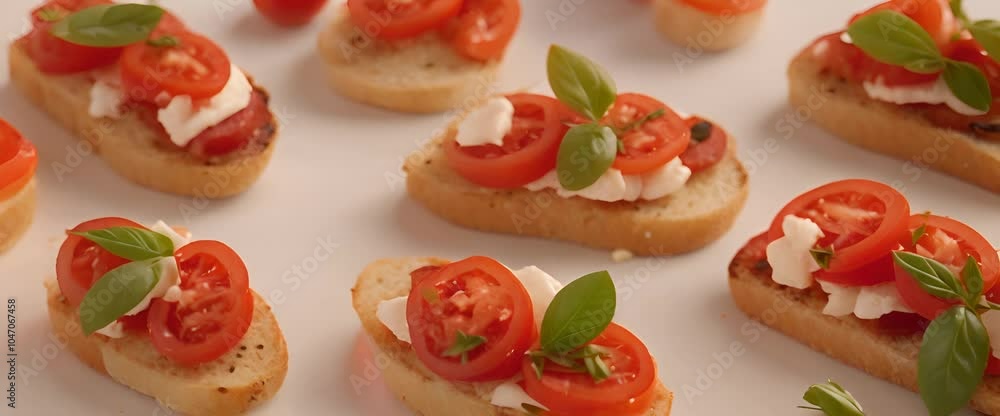 Freshly made bruschetta with tomatoes Video 4K Freshly made bruschetta with tomatoes Video 4K
