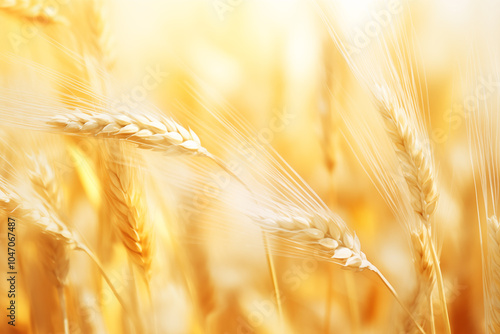 Golden Wheat Field Close Up  Rural Nature Background photo