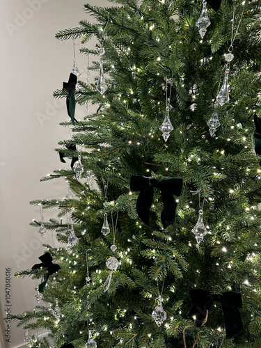 Christmas Trees with Green and Silver Ornaments