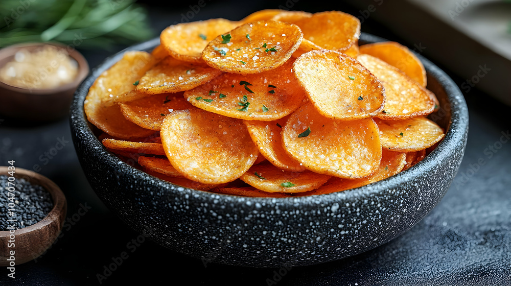 Bowl of Crispy Potato Chips - Food Photography Bowl of Crispy Potato Chips - Food Photography