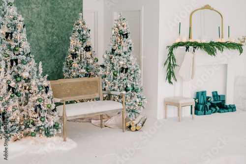 Festive Christmas Living Room with Elegant Decorations