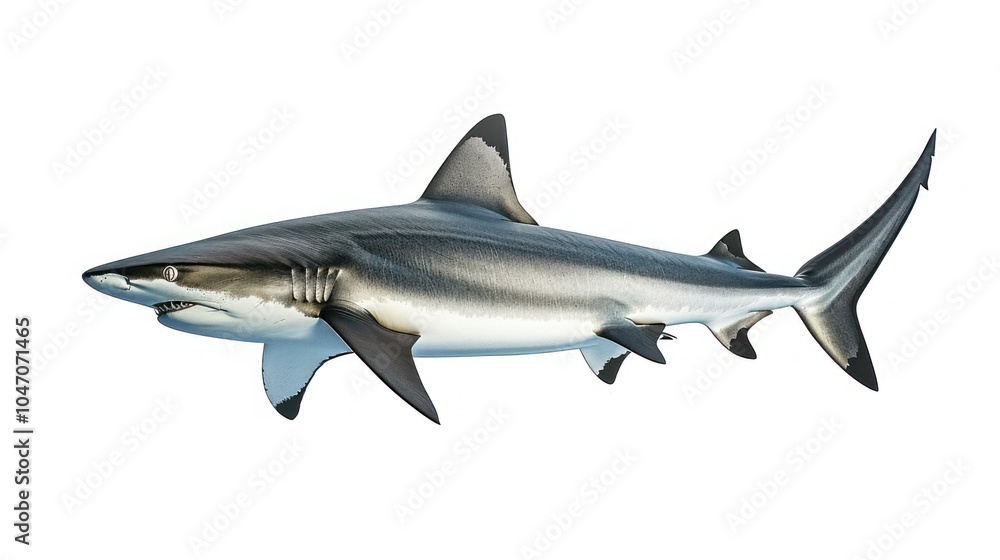 Naklejka premium Grey Reef Shark Isolated on White Background