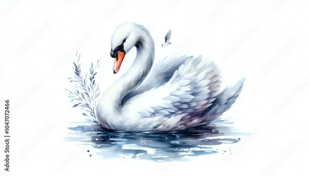 Fototapeta premium Graceful Swan in Serene Waters 