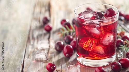 Cranberry Juice with Ice Cubes