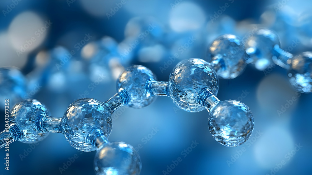 Blue 3D Molecular Structure Illustration Blue 3D Molecular Structure Illustration