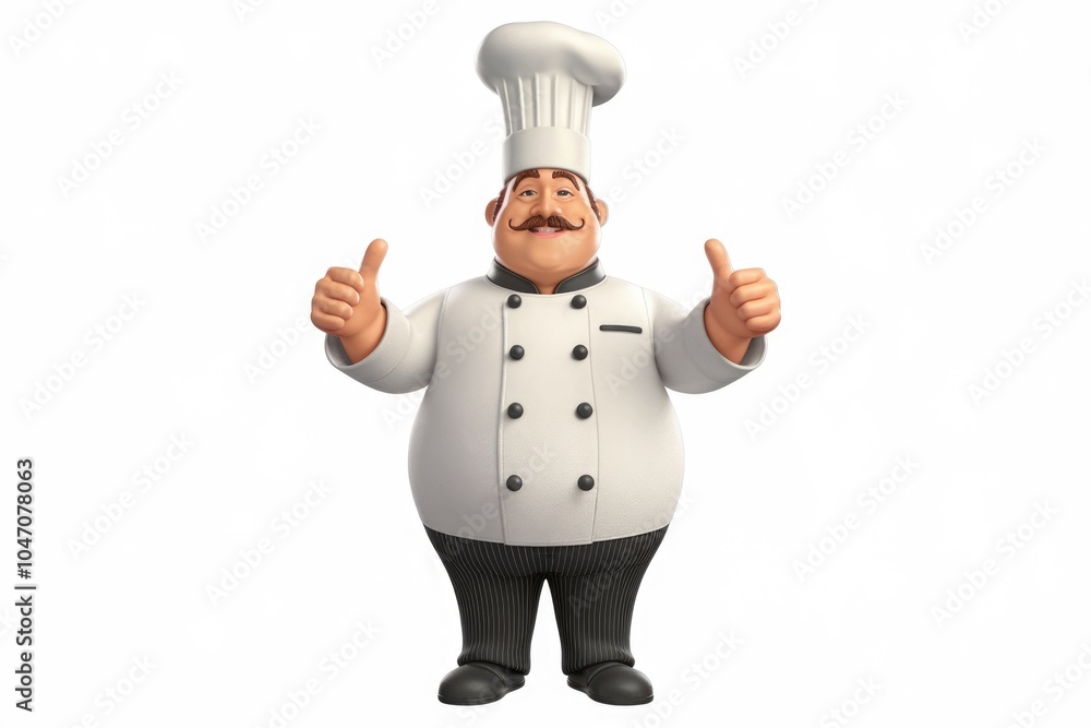A cartoon chef in a white uniform gives a thumbs up. A cartoon chef in a white uniform gives a thumbs up.
