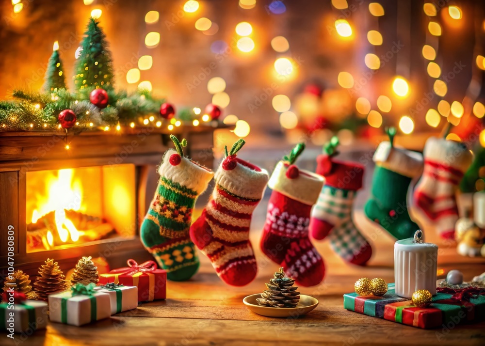 Fototapeta premium Christmas Sock Game Fun with Festive Decor and Cheerful Vibes