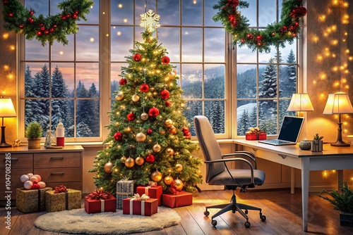 Christmas Zoom Background for Office Meetings - Festive Holiday Decor