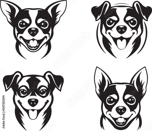 Chihuahua Head Stylized Vector Illustration Pack