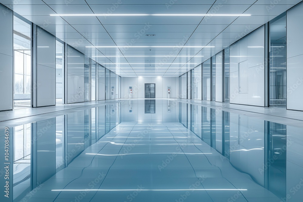 Modern Interior With Reflected Ceiling And Pool Modern Interior With Reflected Ceiling And Pool
