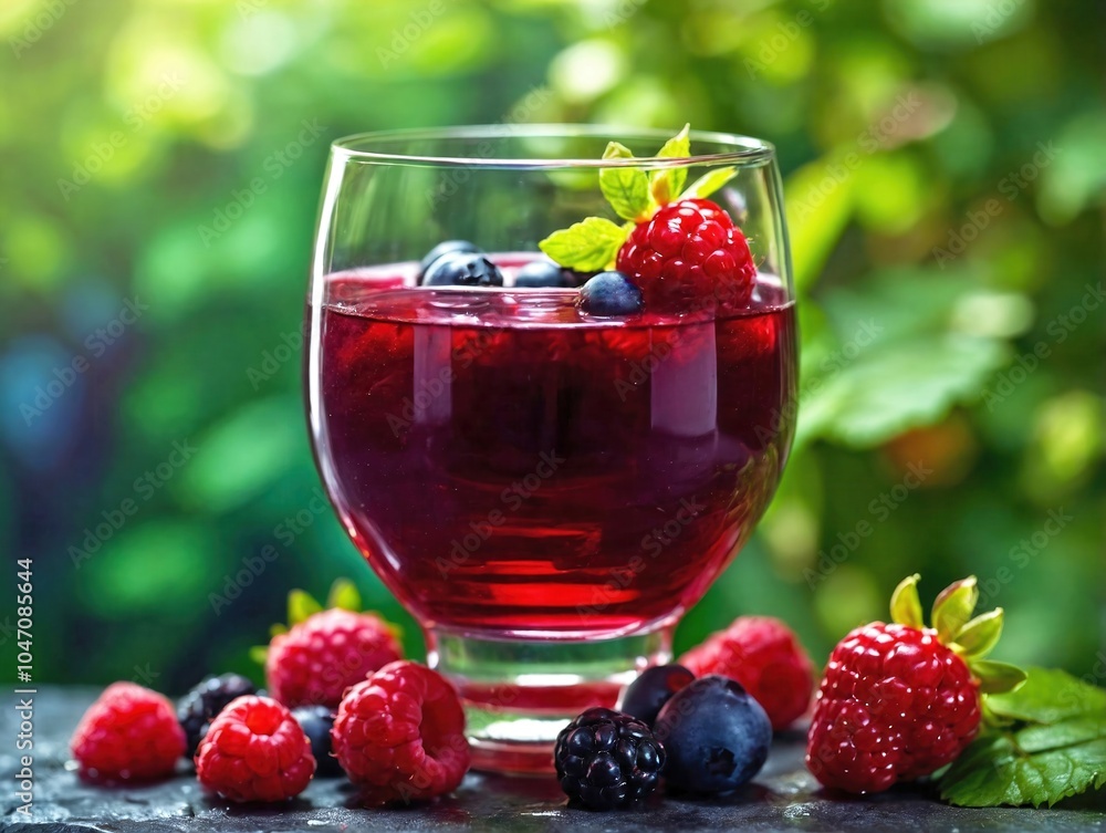 Berry Juice with Nature Background Berry Juice with Nature Background