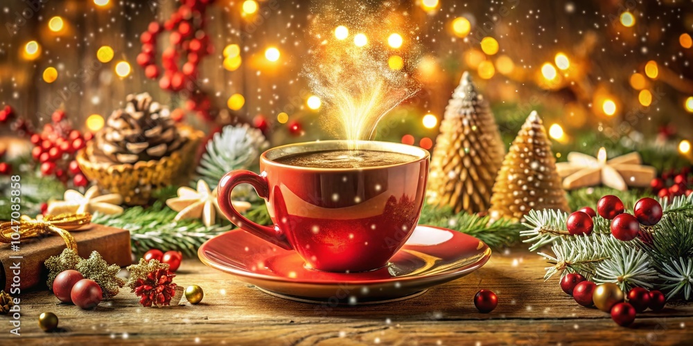 Cozy Christmas Coffee Double Exposure Wallpaper for a Festive Atmosphere Cozy Christmas Coffee Double Exposure Wallpaper for a Festive Atmosphere