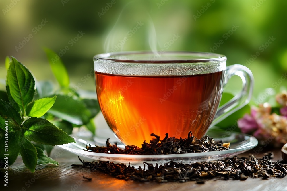A Captivating Photo Showcasing a Delicious Cup of Tea with Beautiful Presentation A Captivating Photo Showcasing a Delicious Cup of Tea with Beautiful Presentation