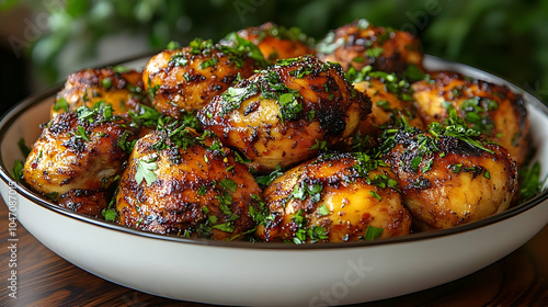 Grilled Chicken with Parsley - Food Photography