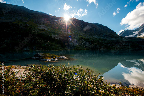 beautiful mountain lake Kuyguk in Altai photo