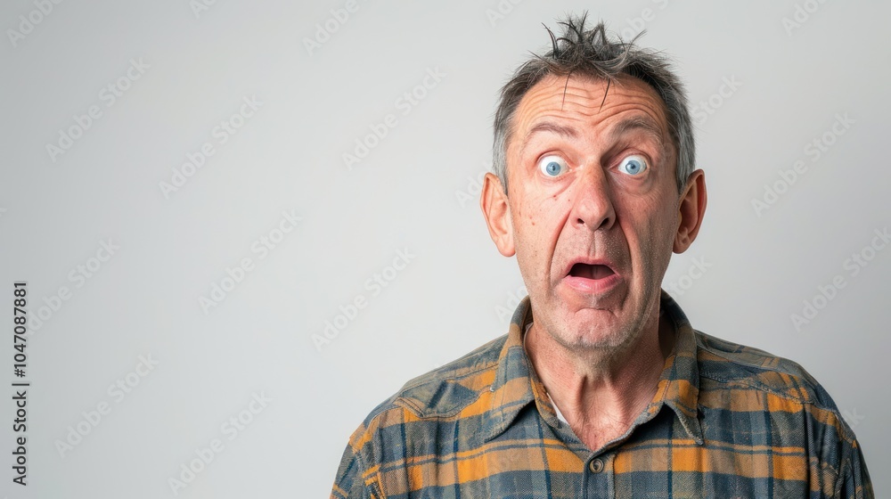 Surprised Man in Plaid Shirt Surprised Man in Plaid Shirt