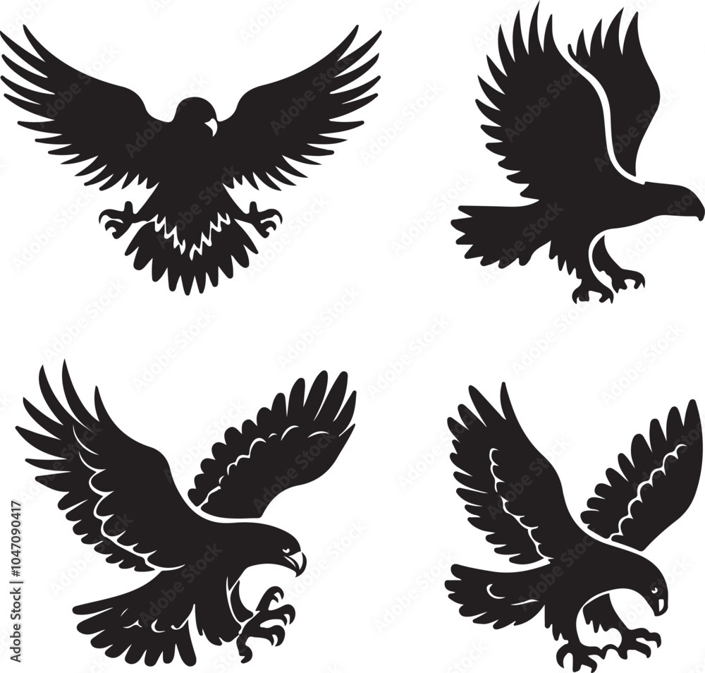 Fototapeta premium Eagle Shape Silhouette Vector Graphic Set