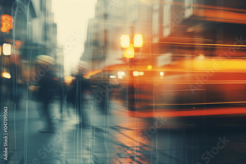 Abstract Blurred Cityscape with Lights and Motion