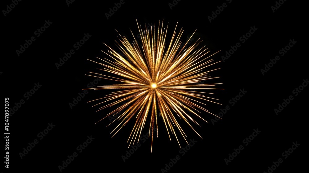 Fototapeta premium Golden firework, Happy new year concept, Design for overlay, montage, texture on transparent background