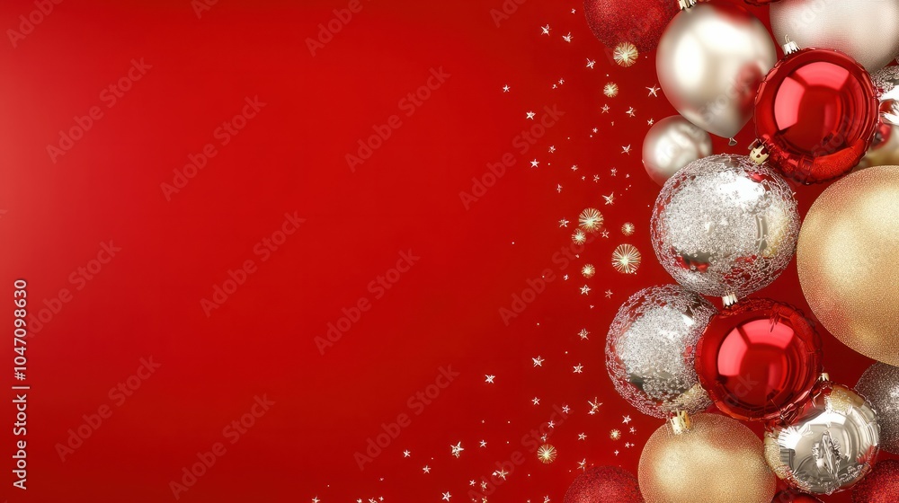 Happy New Year words and Balloon Bunting for celebration of New Year 2021 made from Silver Number Balloons. Holiday Party Decoration or postcard concept with xmas lights, on red background Happy New Year words and Balloon Bunting for celebration of New Year 2021 made from Silver Number Balloons. Holiday Party Decoration or postcard concept with xmas lights, on red background