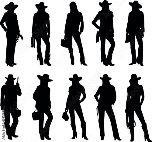 Wild West Women Silhouette Vector Graphic
