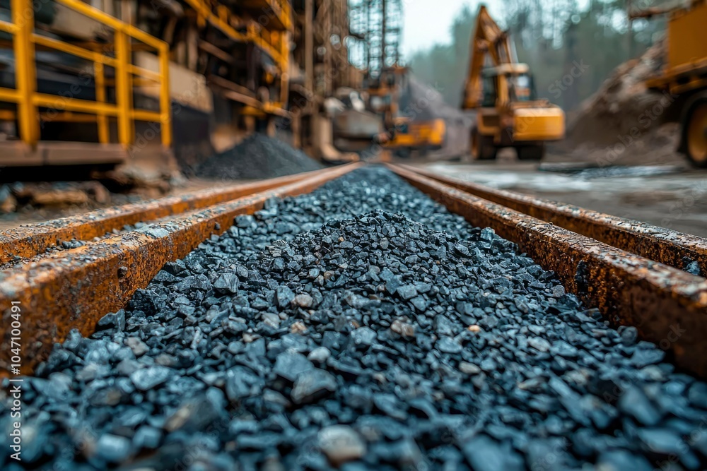 Close-up of Gravel Conveyor Belt in a Quarry or Mining Site Close-up of Gravel Conveyor Belt in a Quarry or Mining Site