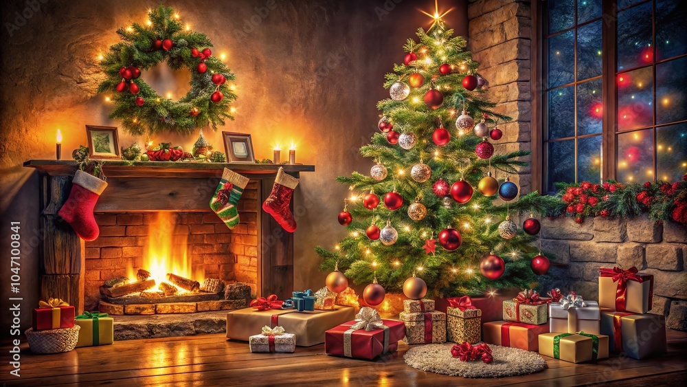 Enchanting Christmas Scene with Cozy Decor for Heartwarming Holiday Memories Enchanting Christmas Scene with Cozy Decor for Heartwarming Holiday Memories
