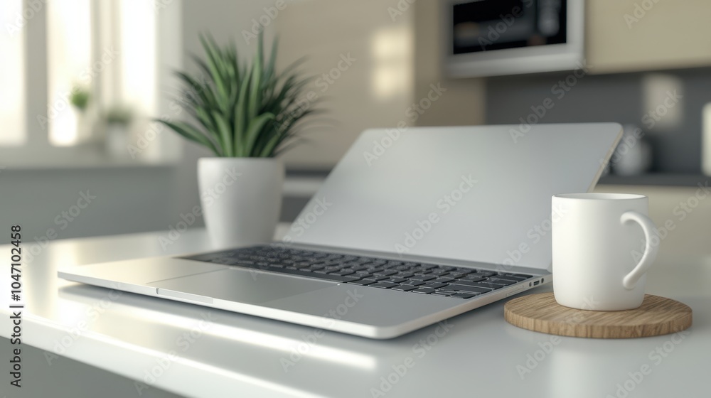Fototapeta premium The Modern Workspace with Laptop