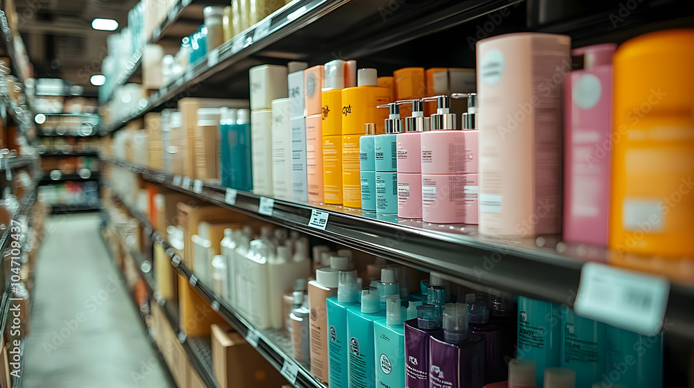 Photo of a Store Shelf with Beauty Products Photo of a Store Shelf with Beauty Products
