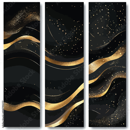 Elegant Black and Gold Cover Design Set for Modern Projects