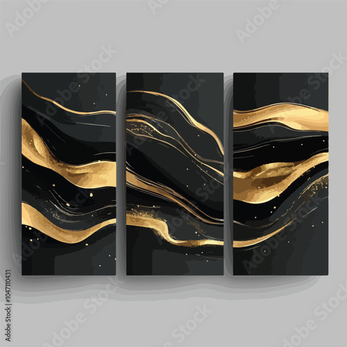 Elegant Black and Gold Cover Design Set for Modern Projects