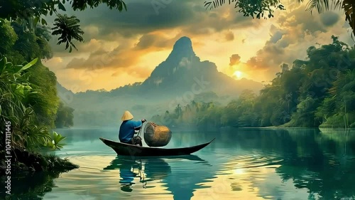 sunset on the river