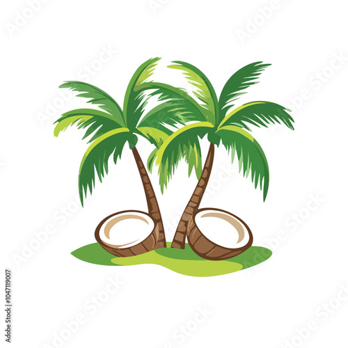 Modern Coconut Tree Vector Logo Design Template for Brand Identity